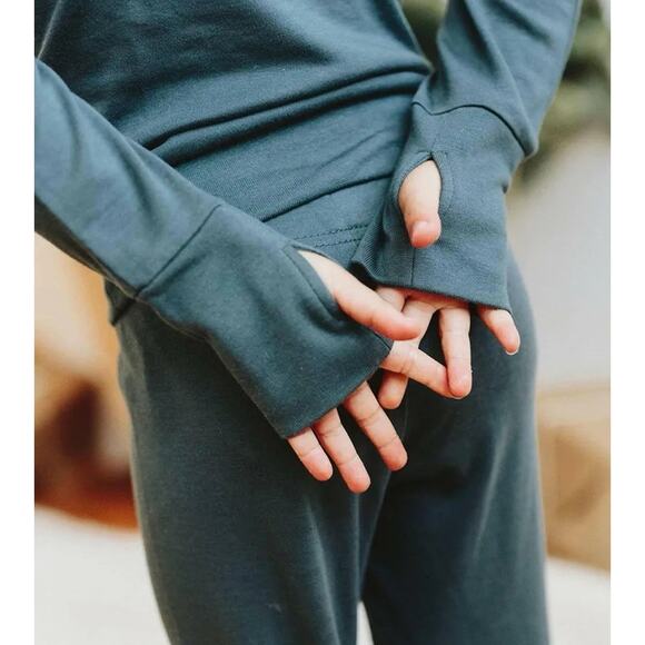 Goumi Kids Bamboo All Day Jogger Set Loungewear Pajamas Long Sleeve Blue 4T - Picture 4 of 8